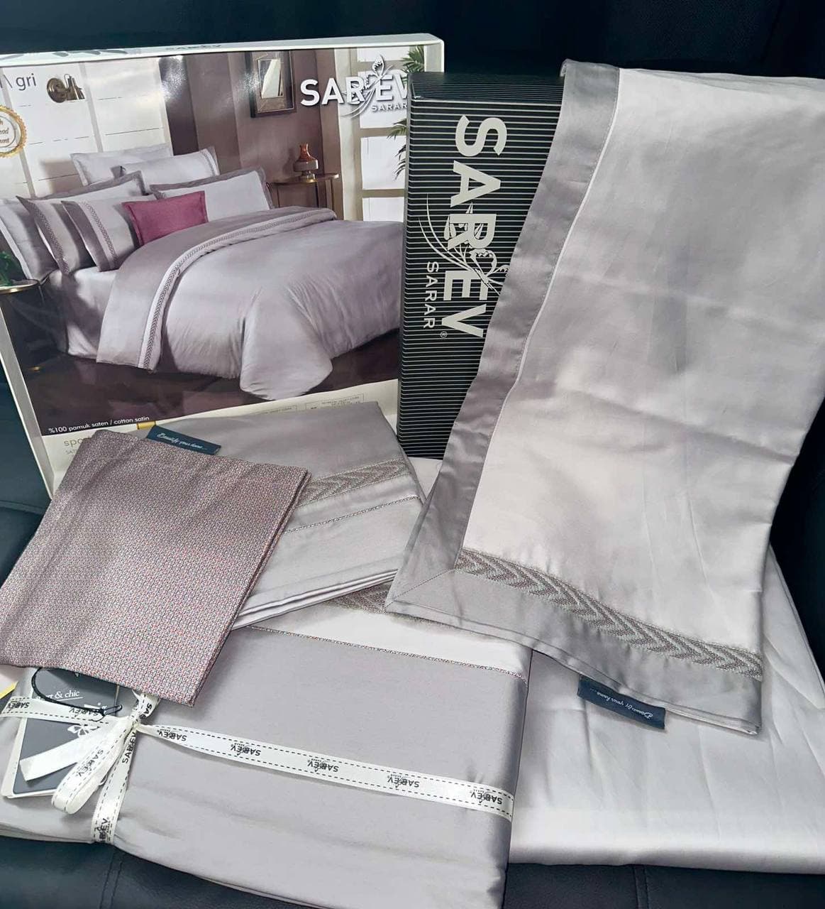 Постільна білизна SAREV GRAZ GRI Satin DELUXE Євро 300ТС 4